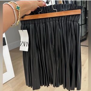 Zara, leather, black skater skirt